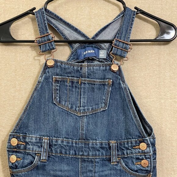 Old Navy Overalls Kid's XSmall (5) Blue Denim Adjustable Straps Pockets - Picture 2 of 9